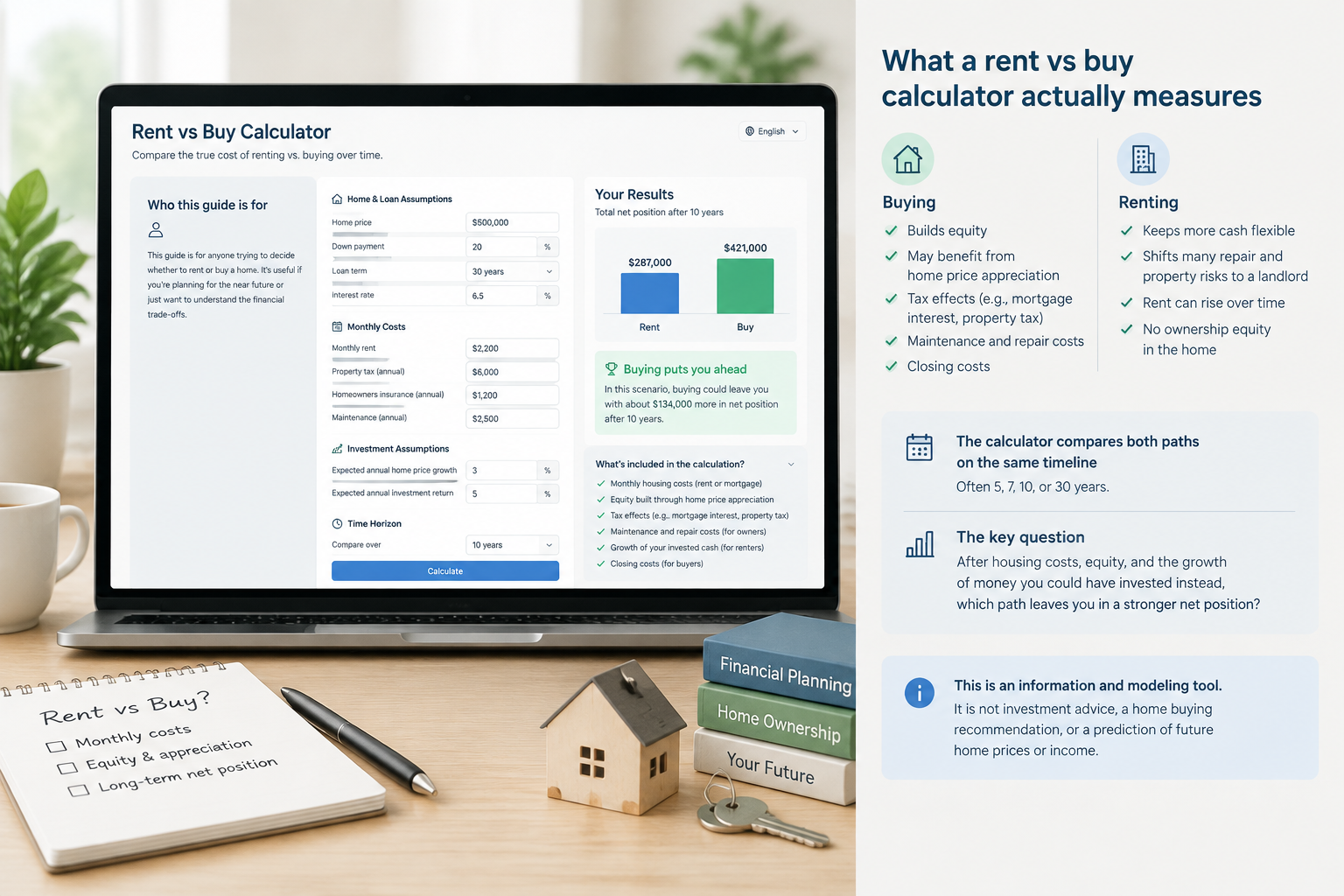 actual tool screenshot of /financial/rent-vs-buy-calculator
