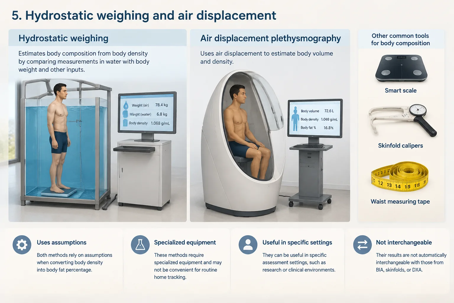 Side-by-side editorial illustration of a smart scale