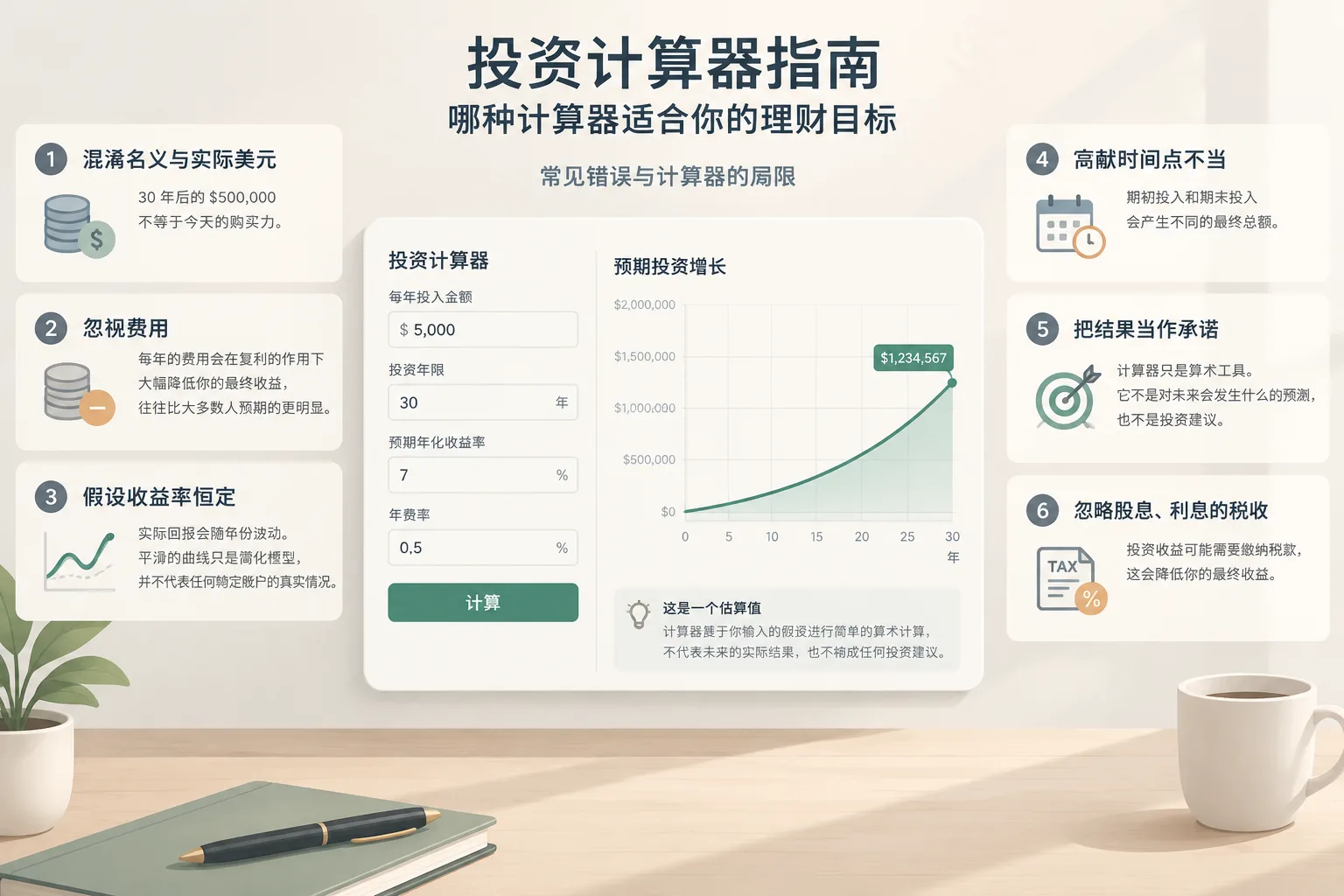 Clean editorial illustration of a calculator panel